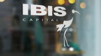 image of Ibis Capital logo on glass