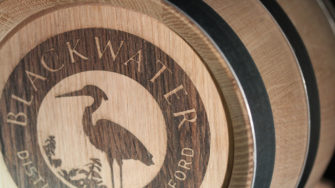 image of Blackwater Distillery logo on wooden barrel