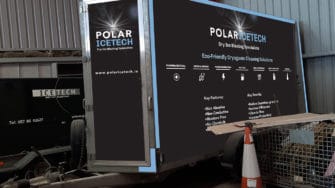 image of Polar Ice Tech branding on black trailer