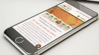 image of Knockanore Cheese website on mobile