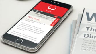 image of Oak Conflict Dynamics website on mobile device