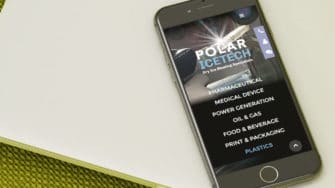 image of Polar Ice Tech website on mobile