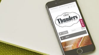 image of Thunders Bakery website on mobile