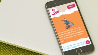 image of Touching Hearts website on a mobile