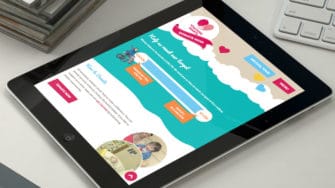image of Touching Hearts website on a tablet