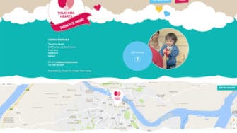 image of Touching Hearts web page with map
